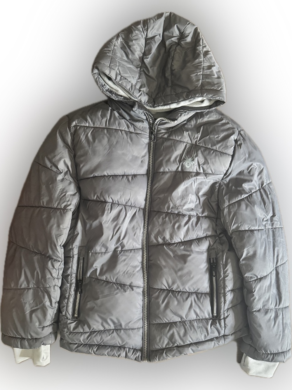 Gray Hooded Puffer Jacket